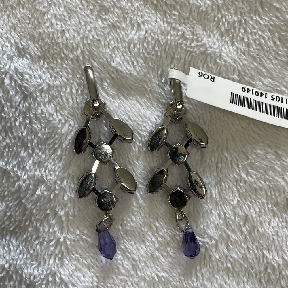 MARIANA, Made in Israel, Chandelier earrings, Navy Genuine Swarovski Crystal - Picture 2 of 5